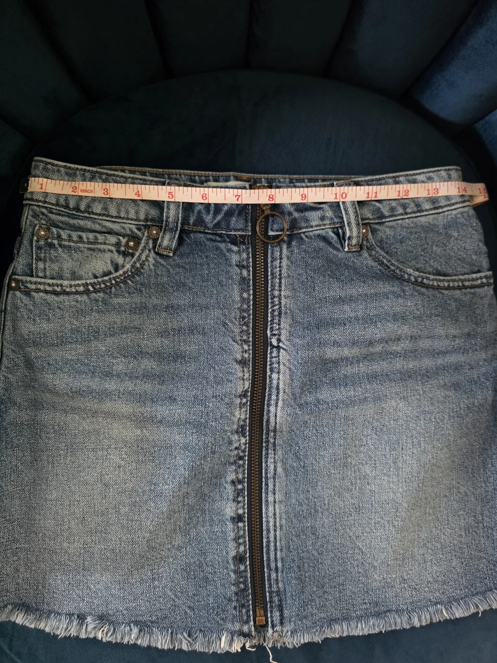 We The Free Light Blue Denim Zip-Front Mini Skirt Size 25 - Picture 5 of 6